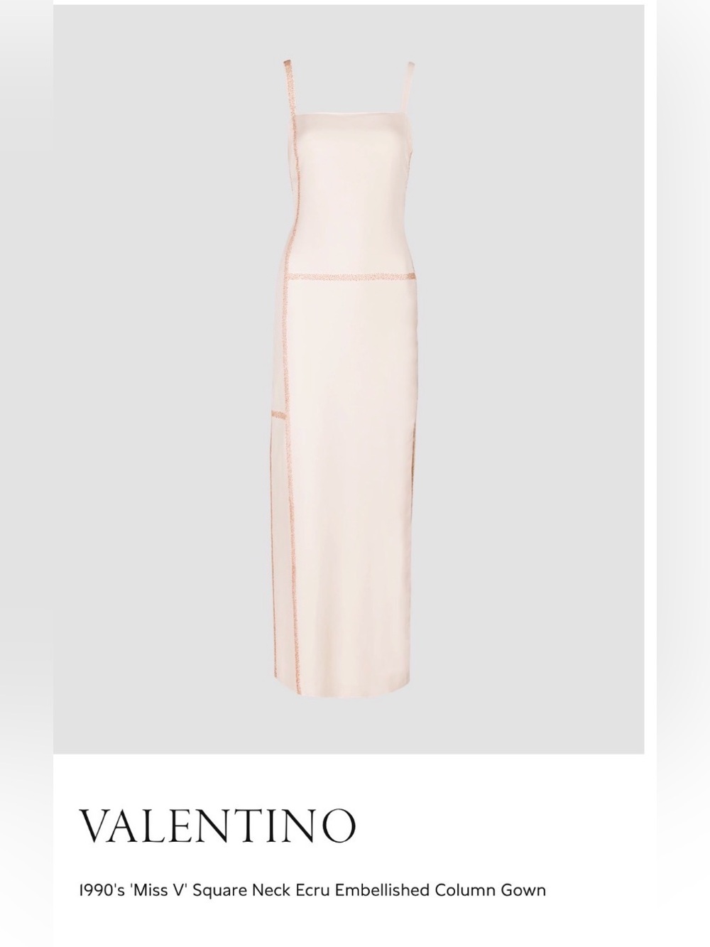 1990s Valentino Cream Gown with Bead Detailing